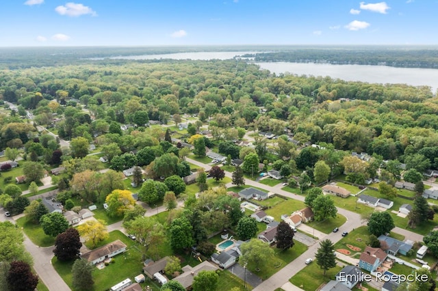 8131 Lorac St, Portage, MI 49002 - drone / aerial view of a large body of water and a heavily wooded area
