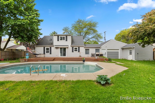8131 Lorac St, Portage, MI 49002 - view of swimming pool with a deck