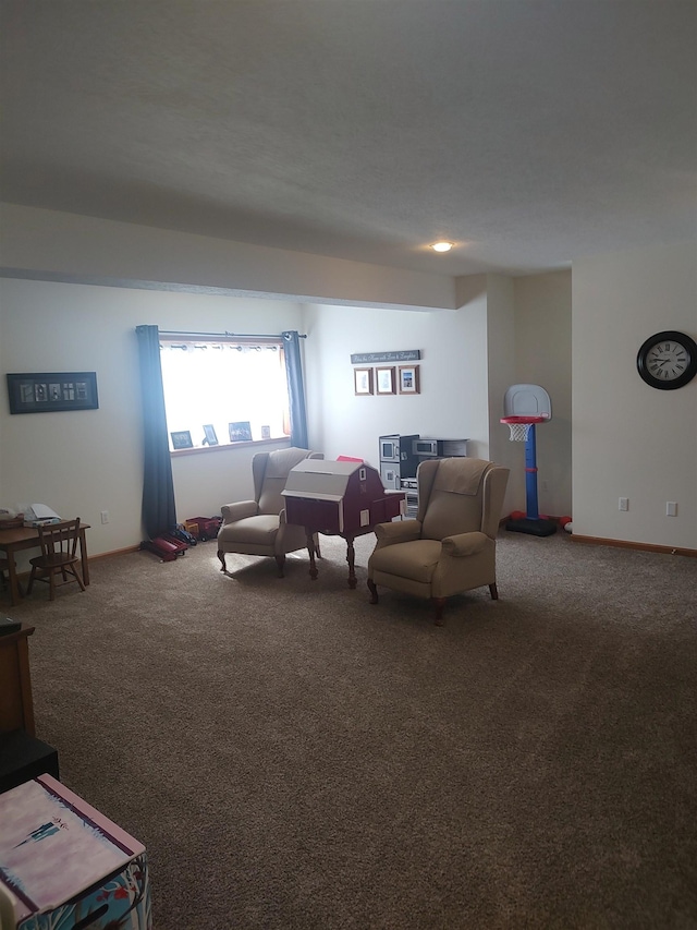 living room featuring carpet flooring