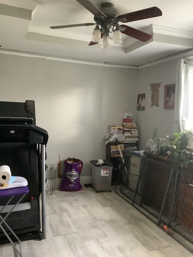 508 N Roosevelt Austin Ave, Saginaw, MI 48607 - misc room featuring a raised ceiling, a ceiling fan, and crown molding