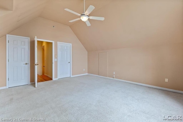 117 Studer Dr, Grass Lake, MI 49240 - bonus room with carpet, a ceiling fan, vaulted ceiling, and baseboards