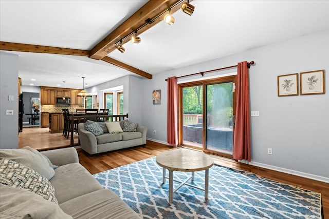 6588 White Pines Dr, Brighton, MI 48116 - living area featuring rail lighting, plenty of natural light, baseboards, and recessed lighting
