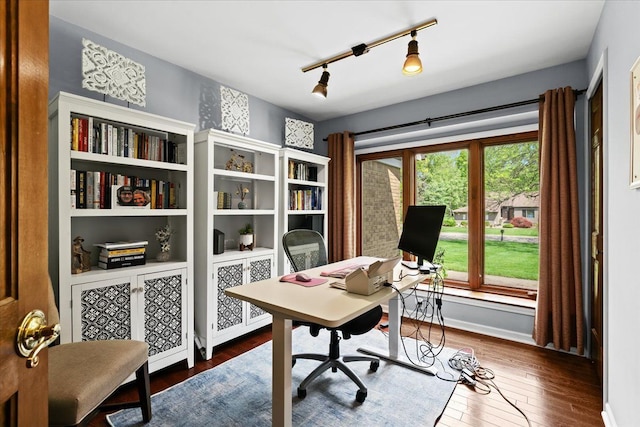 6588 White Pines Dr, Brighton, MI 48116 - office area featuring dark wood-type flooring and track lighting