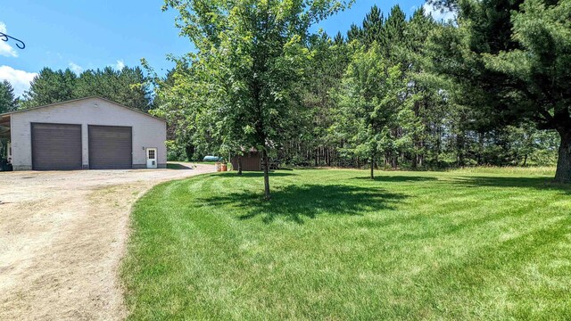 7884 N Saint Helen Rd, Saint Helen, MI 48656 - view of grassy yard featuring a detached garage and an outdoor structure