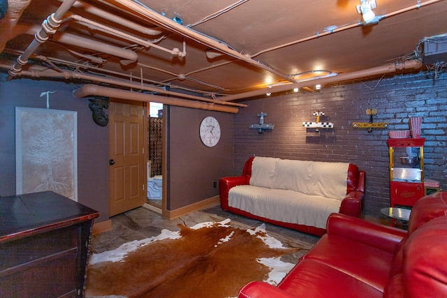 736 Chicago Blvd, Detroit, MI 48202 - living area featuring brick wall