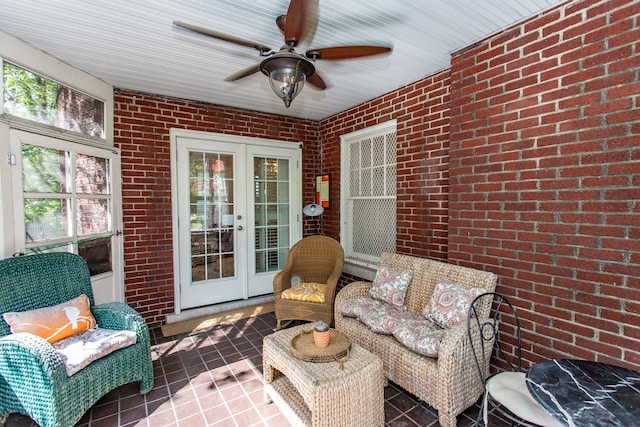 736 Chicago Blvd, Detroit, MI 48202 - sunroom / solarium with french doors and ceiling fan