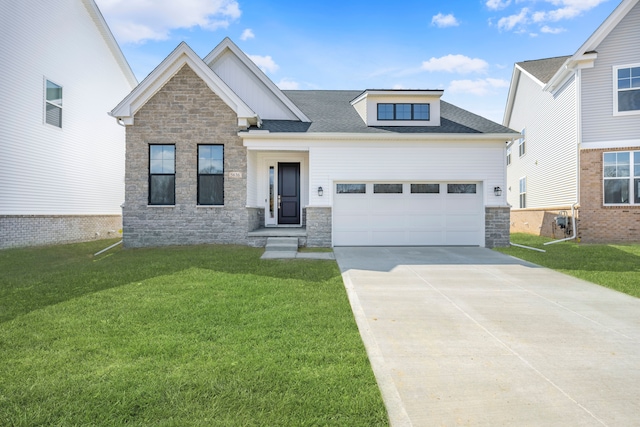 5636 Suffolk Ct, West Bloomfield, MI 48322 - craftsman-style home featuring stone siding, driveway, a garage, and a front yard