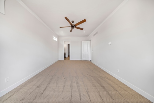 5636 Suffolk Ct, West Bloomfield, MI 48322 - carpeted empty room with a ceiling fan, crown molding, baseboards, and recessed lighting