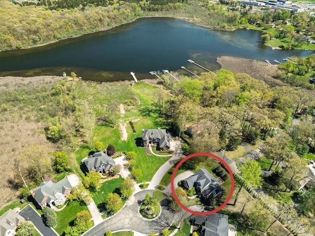 194 W Reed Lk, Commerce Twp, MI 48390 - drone / aerial view of a nearby body of water and a forest