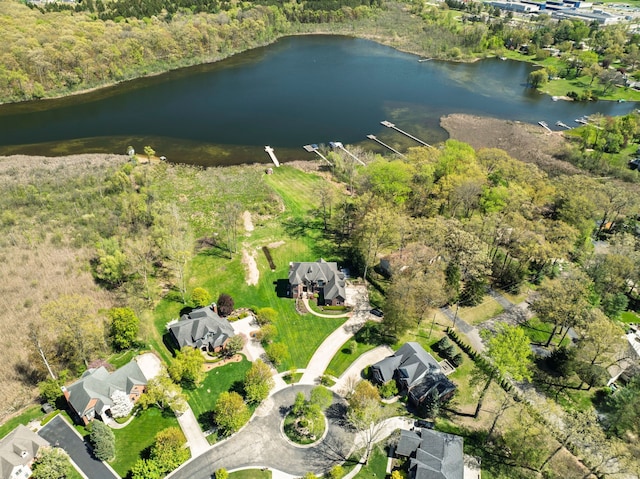 194 W Reed Lk, Commerce Twp, MI 48390 - aerial view of a large body of water and a heavily wooded area