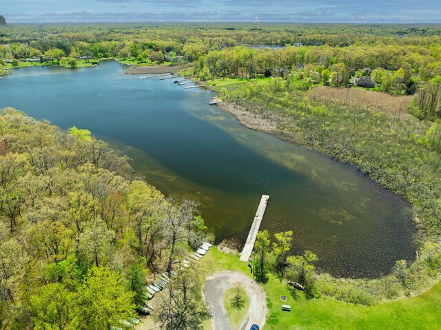 194 W Reed Lk, Commerce Twp, MI 48390 - aerial view of a heavily wooded area and a large body of water