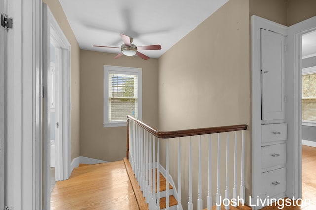 957 Breton Rd SE, Grand Rapids, MI 49506 - corridor with light wood-type flooring, an upstairs landing, and baseboards