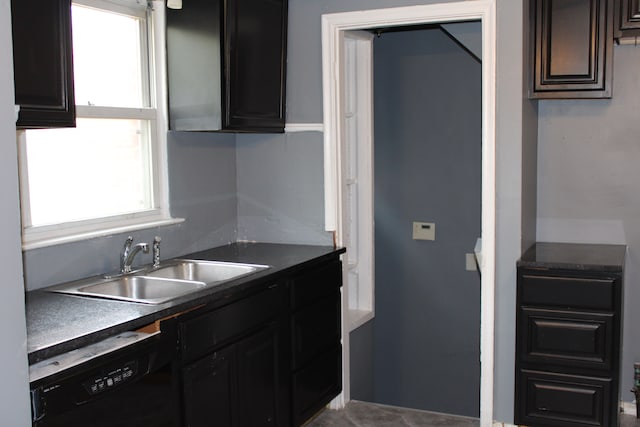 20091 Bentler St, Detroit, MI 48219 - kitchen featuring black dishwasher, a sink, plenty of natural light, and dark countertops