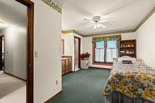 46890 Cider Mill Dr, Novi, MI 48374 - bedroom featuring carpet, baseboards, and a ceiling fan