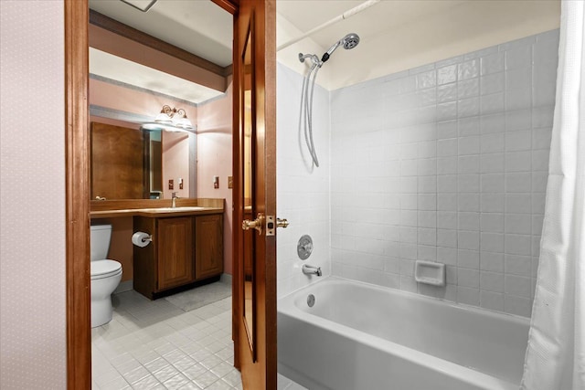 46890 Cider Mill Dr, Novi, MI 48374 - full bathroom with shower / tub combo, tile patterned flooring, vanity, and toilet