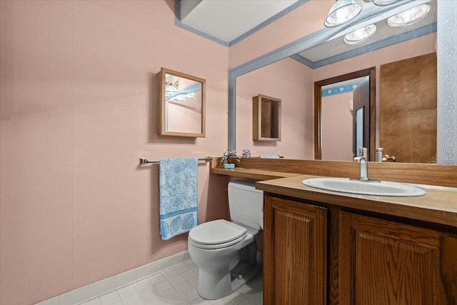 46890 Cider Mill Dr, Novi, MI 48374 - bathroom featuring toilet, baseboards, and vanity