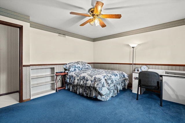 46890 Cider Mill Dr, Novi, MI 48374 - bedroom with carpet floors, ceiling fan, and a desk