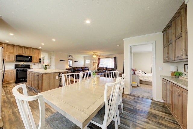 6418 Apple Way, Fenton, MI 48430 - dining space with dark wood-style floors, recessed lighting, and a ceiling fan