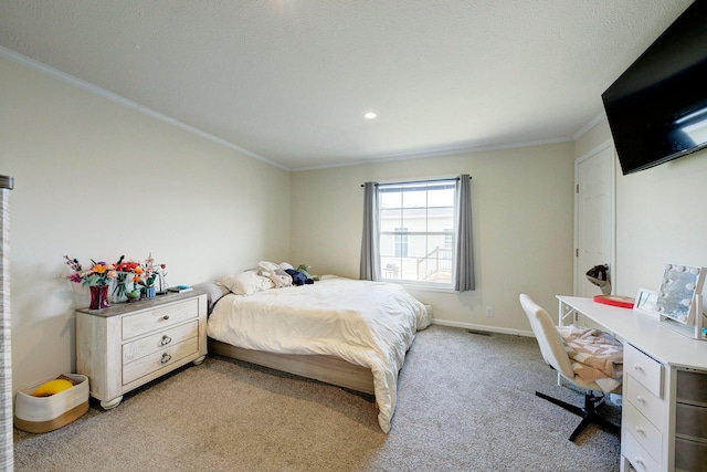 6418 Apple Way, Fenton, MI 48430 - bedroom with crown molding, light carpet, an office area, and baseboards