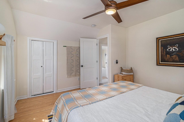 371 4th St, Pentwater, MI 49449 - bedroom featuring light wood-type flooring, baseboards, and a ceiling fan