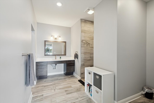 292 Lyon Lake Rd, Marshall, MI 49068 - full bath with vanity, baseboards, and recessed lighting