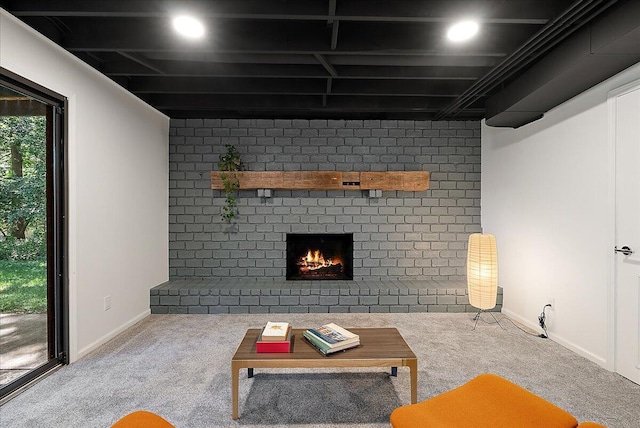 7044 Cascade Rd SE, Grand Rapids, MI 49546 - living area with carpet flooring and a fireplace