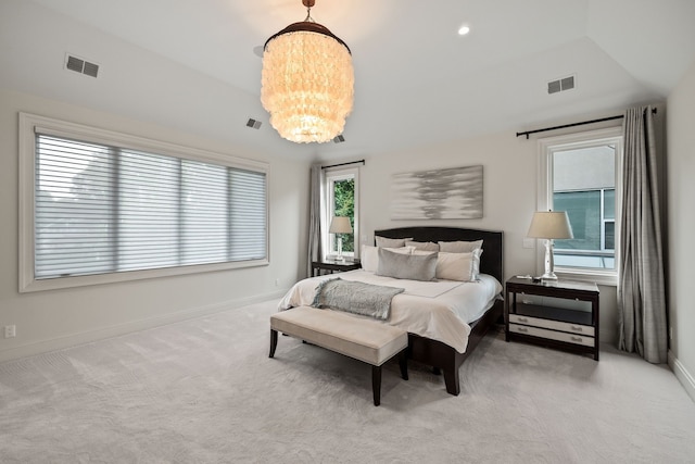 628 Watkins St, Birmingham, MI 48009 - carpeted bedroom with baseboards and a chandelier