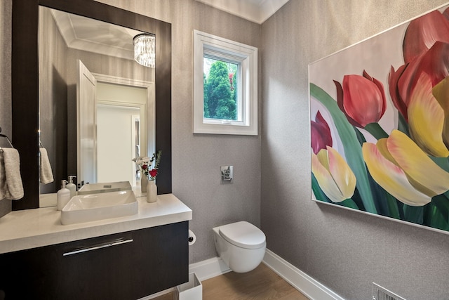 628 Watkins St, Birmingham, MI 48009 - bathroom featuring wood finished floors, baseboards, toilet, and vanity