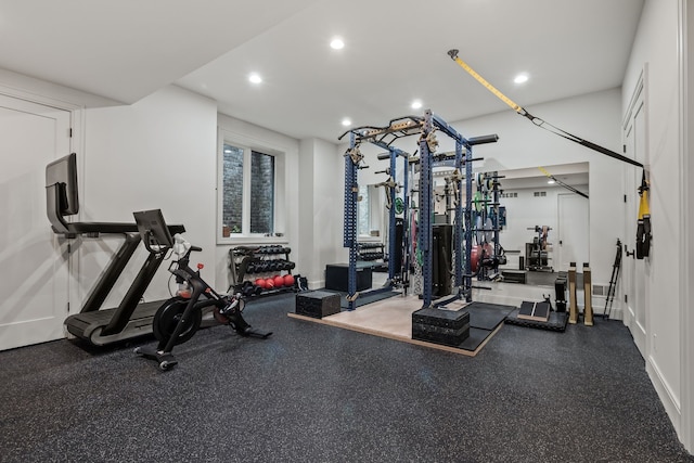 628 Watkins St, Birmingham, MI 48009 - exercise room with recessed lighting and baseboards