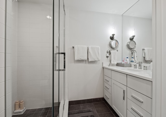 628 Watkins St, Birmingham, MI 48009 - bathroom with a stall shower, vanity, and tile patterned flooring