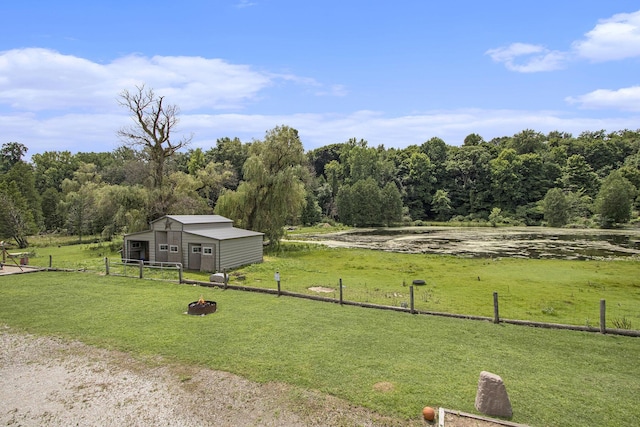 23431 Shurte St, Cassopolis, MI 49031 - view of yard with an outdoor structure, a view of rural / pastoral area, and a forest view
