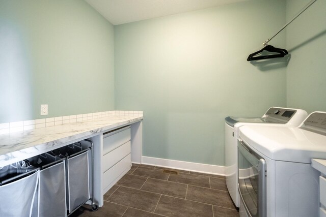 3280 Amtrak Dr SW, Byron Center, MI 49315 - washroom featuring independent washer and dryer, baseboards, and dark tile patterned flooring