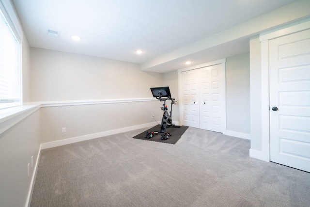 3280 Amtrak Dr SW, Byron Center, MI 49315 - workout area featuring carpet, recessed lighting, and baseboards