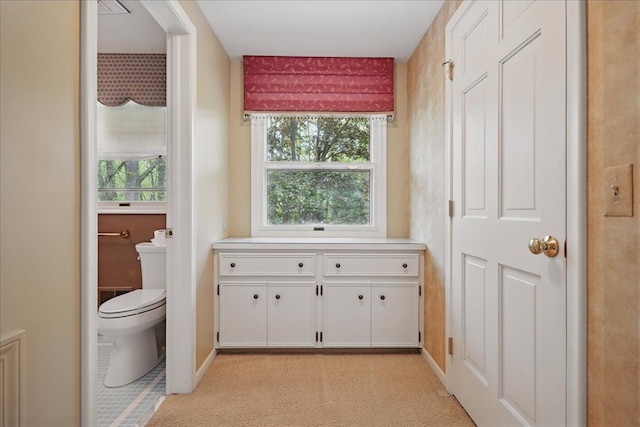 1558 Sylvan Glen Rd, Okemos, MI 48864 - bathroom with baseboards, toilet, and plenty of natural light