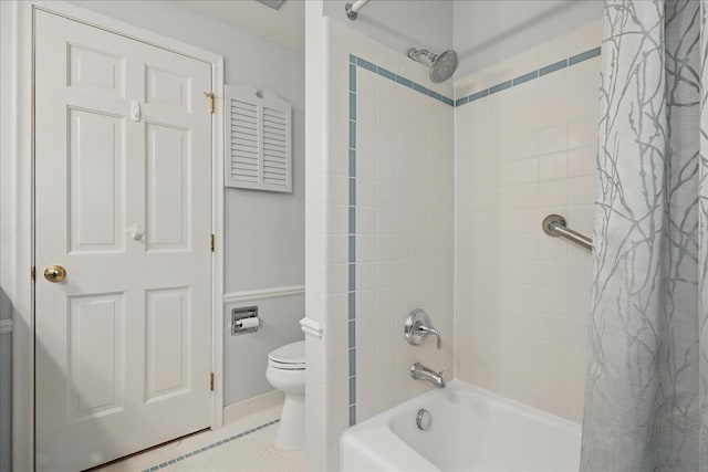 1558 Sylvan Glen Rd, Okemos, MI 48864 - bathroom with toilet, shower / bath combination with curtain, and tile patterned floors