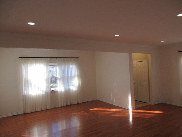 110 N 1st St, Holly, MI 48442 - empty room with wood finished floors, recessed lighting, and baseboards