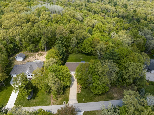 aerial view of a heavily wooded area