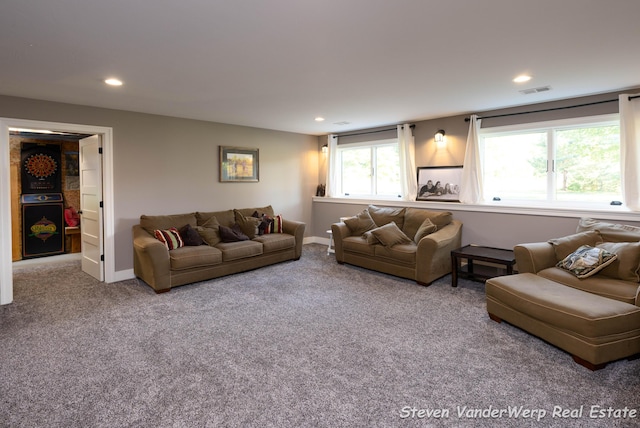 12640 Bucs Dr, Grand Haven, MI 49417 - carpeted living room featuring recessed lighting and baseboards