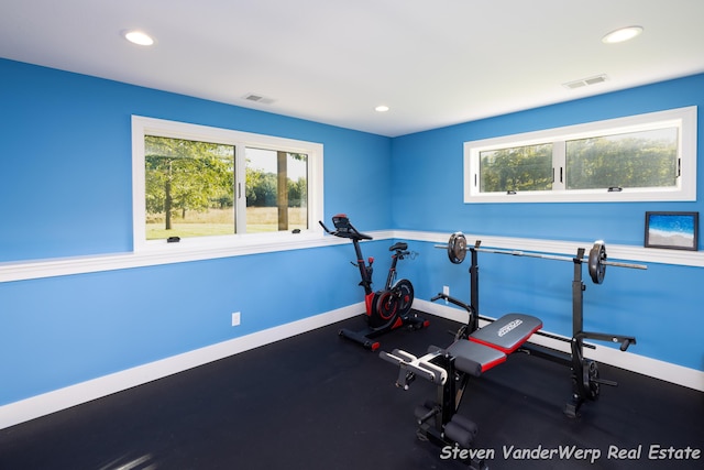 12640 Bucs Dr, Grand Haven, MI 49417 - exercise area with plenty of natural light, recessed lighting, and baseboards