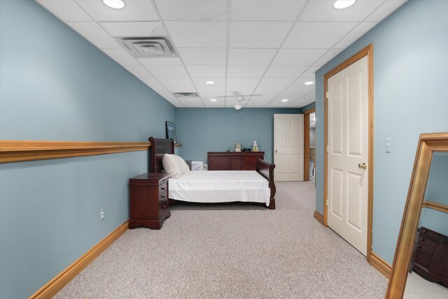 1355 W Buell Rd, Oakland, MI 48363 - carpeted bedroom featuring baseboards, a drop ceiling, and recessed lighting