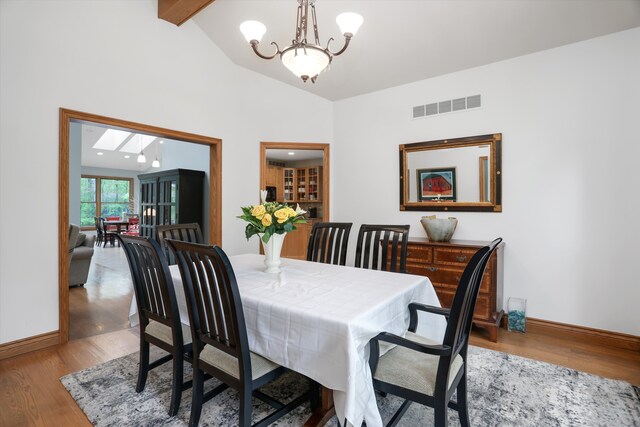 1355 W Buell Rd, Oakland, MI 48363 - dining area featuring a chandelier, wood finished floors, and baseboards