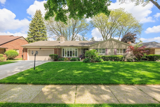 14240 Rosemont Ave, Detroit, MI 48223 - single story home featuring brick siding, a garage, driveway, and a front yard