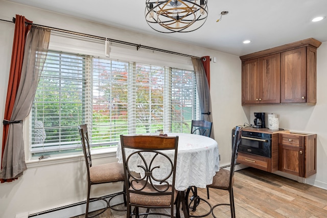 14240 Rosemont Ave, Detroit, MI 48223 - dining area with recessed lighting, light wood-style flooring, and a chandelier