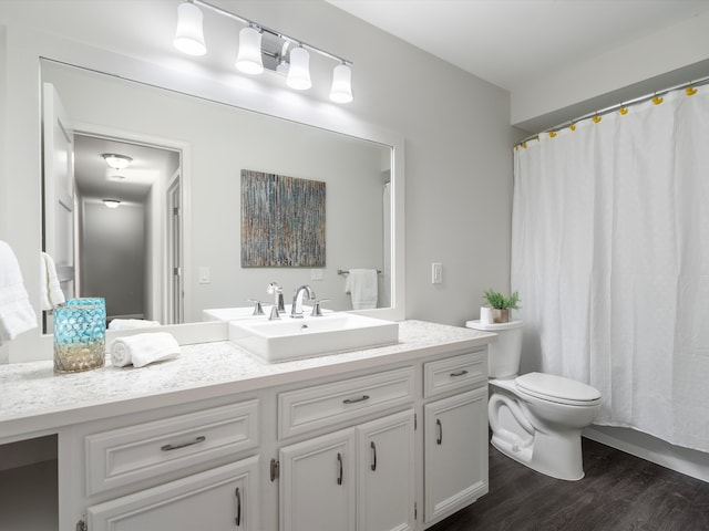 576 E Flint St, Lake Orion, MI 48362 - full bathroom featuring wood finished floors, toilet, vanity, and a shower with curtain