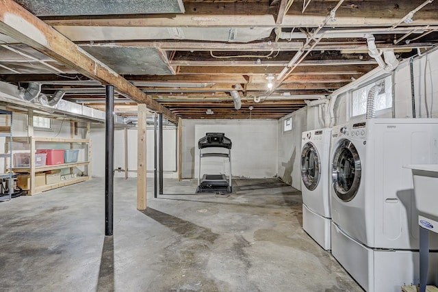 basement with independent washer and dryer