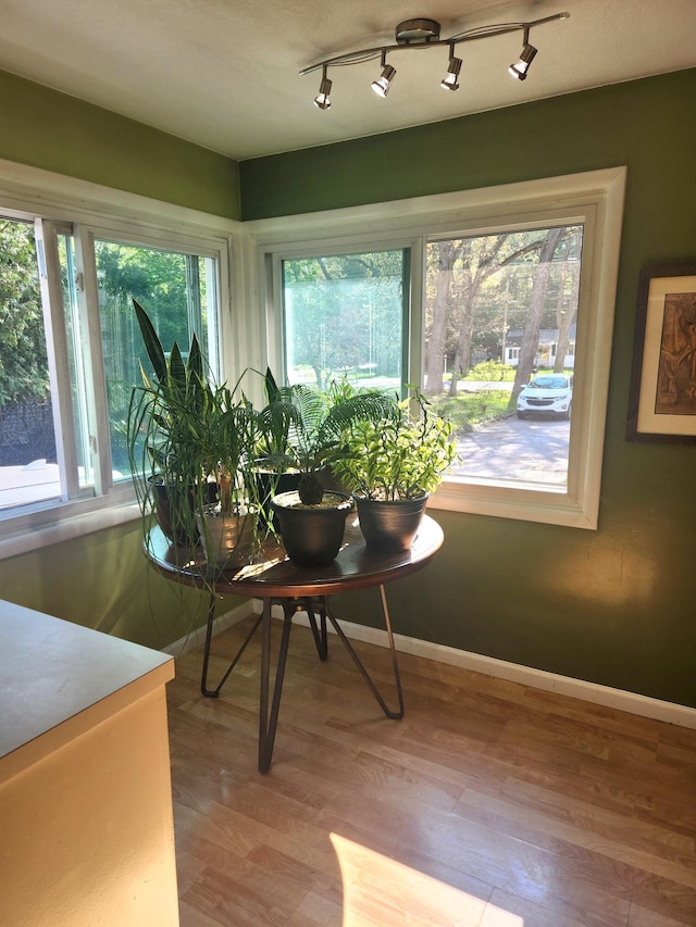 sunroom / solarium with track lighting