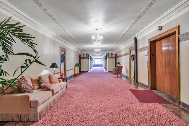 building lobby with ornamental molding