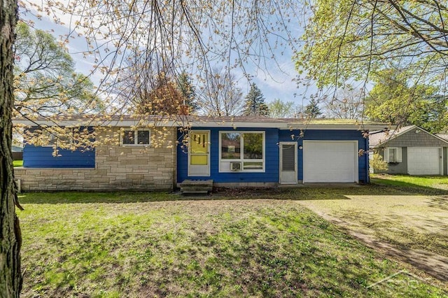 301 W Fourth St, Gladwin, MI 48624 - single story home with an attached garage, a front lawn, driveway, and entry steps