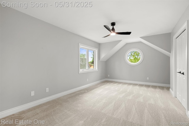 48556 Harbor Dr, Chesterfield, MI 48047 - additional living space with healthy amount of natural light, carpet, a ceiling fan, and lofted ceiling