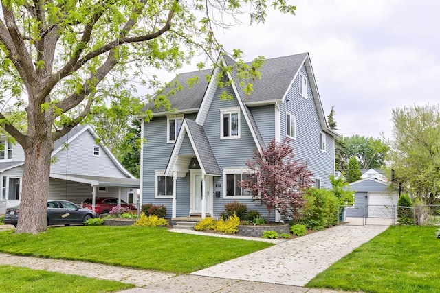 2230 Princeton Rd, Berkley, MI 48072 - view of front facade featuring a gate, roof with shingles, and a detached garage